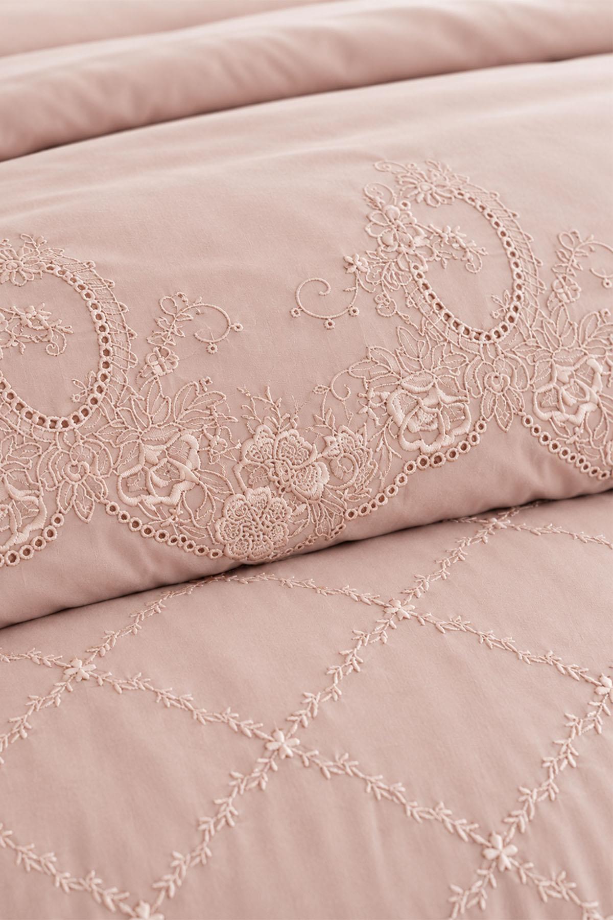 Amelia Embroidered Cotton Satin Double Bed 3-Piece Duvet Set