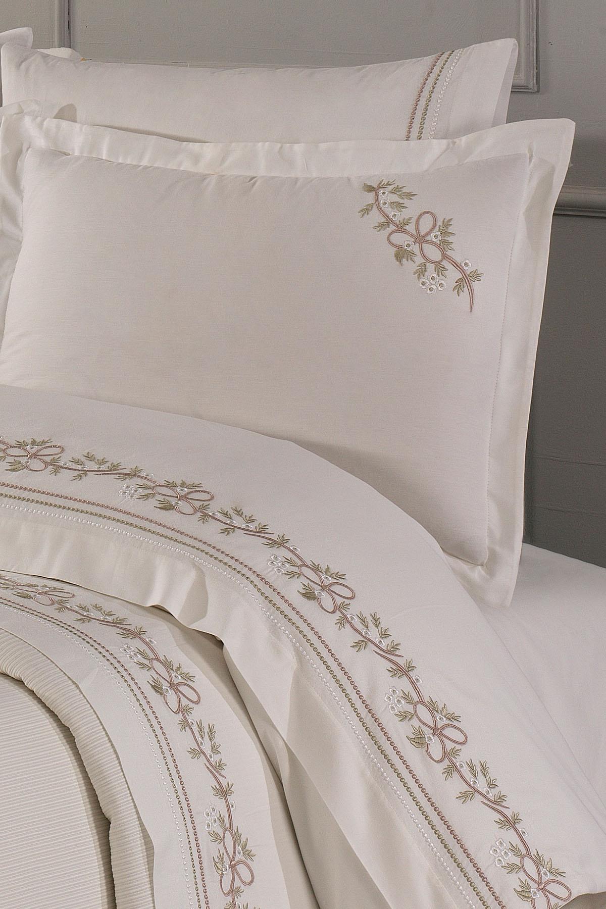 Bougainvillea Vine Embroidered Double Duvet Cover + Pique Set, 7 Pieces