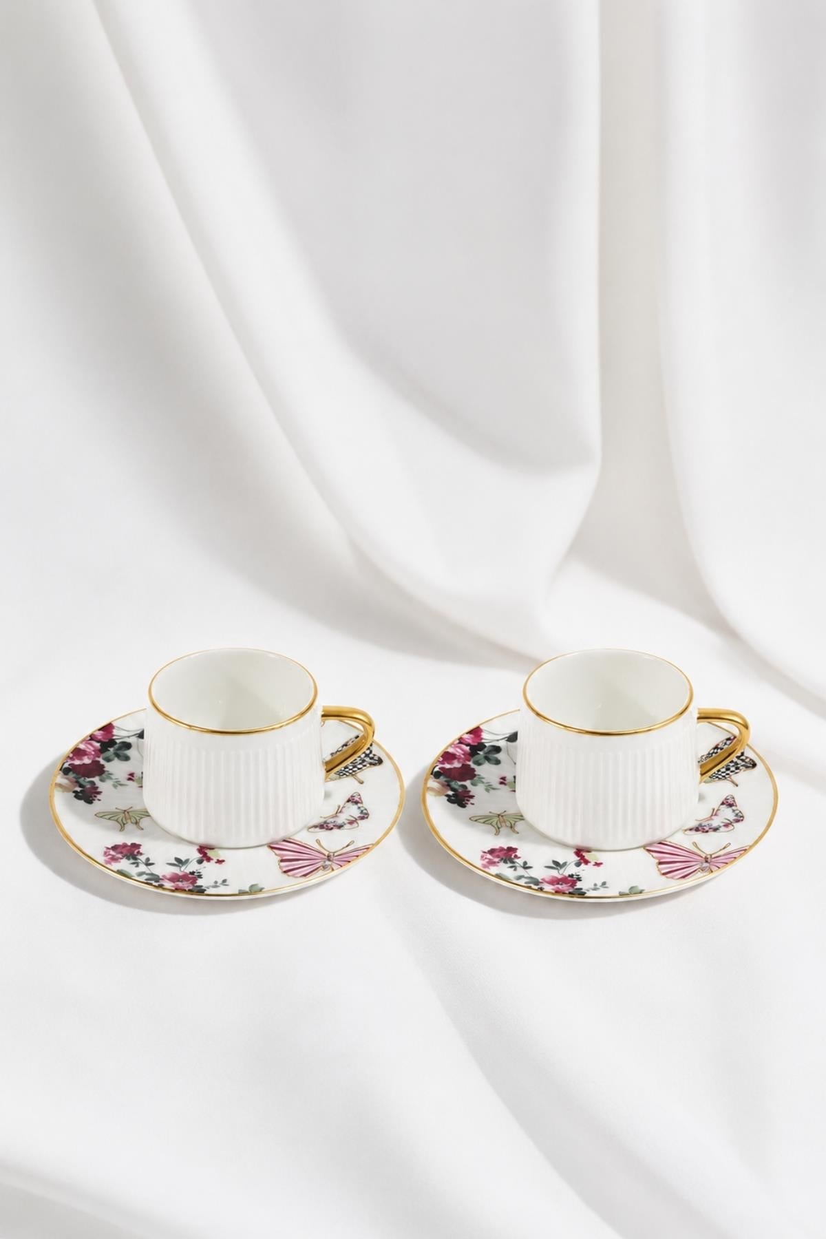 Butterfly Poem 24K Gold Plated 2-Piece Premium Coffee Cup Set