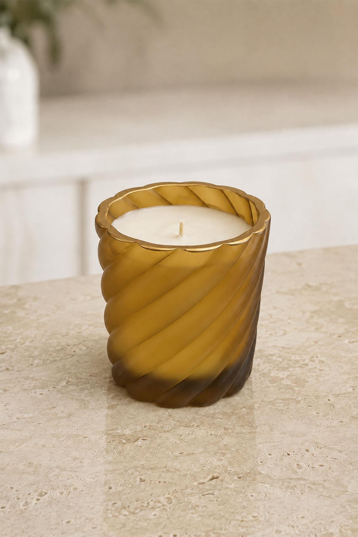 Devin Amber-Gold Spiral Candle (10 cm)