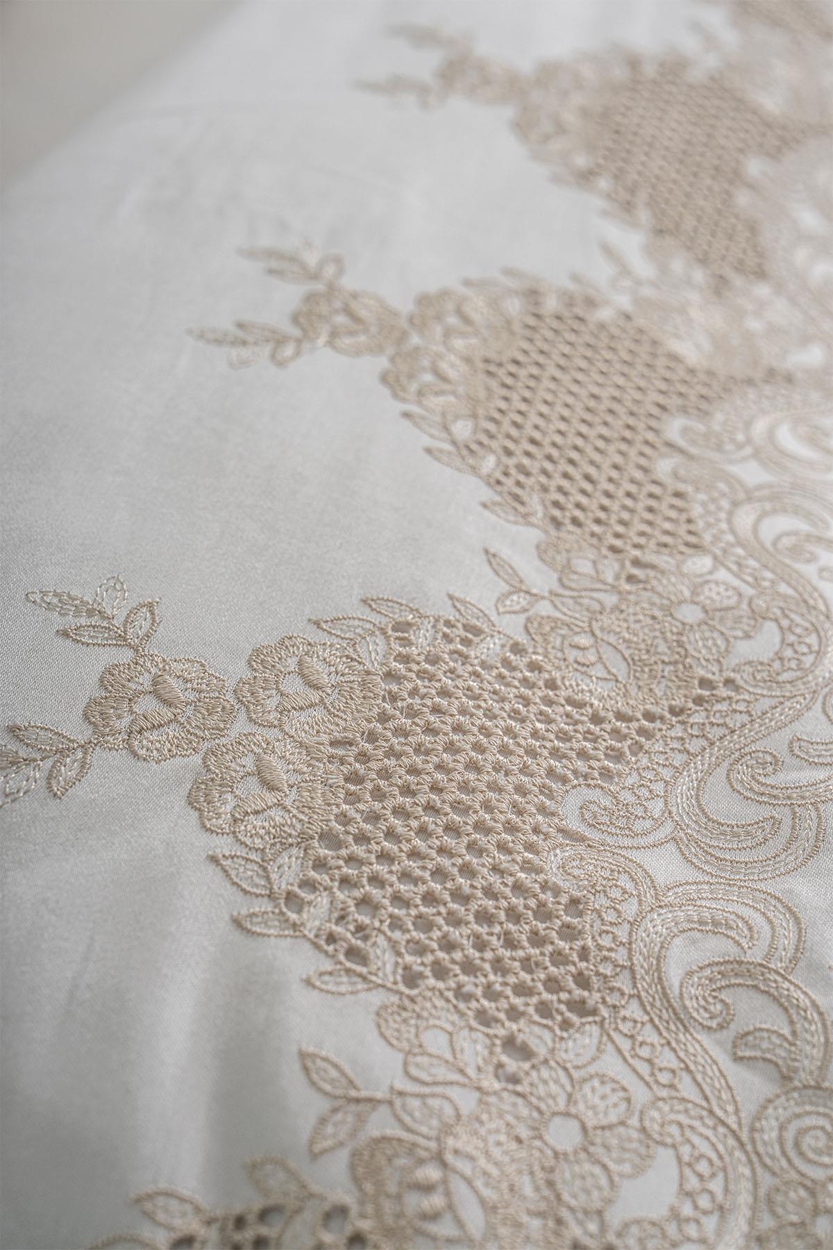 Iris Embroidered Cotton Satin Double 6-Piece Duvet Cover Set