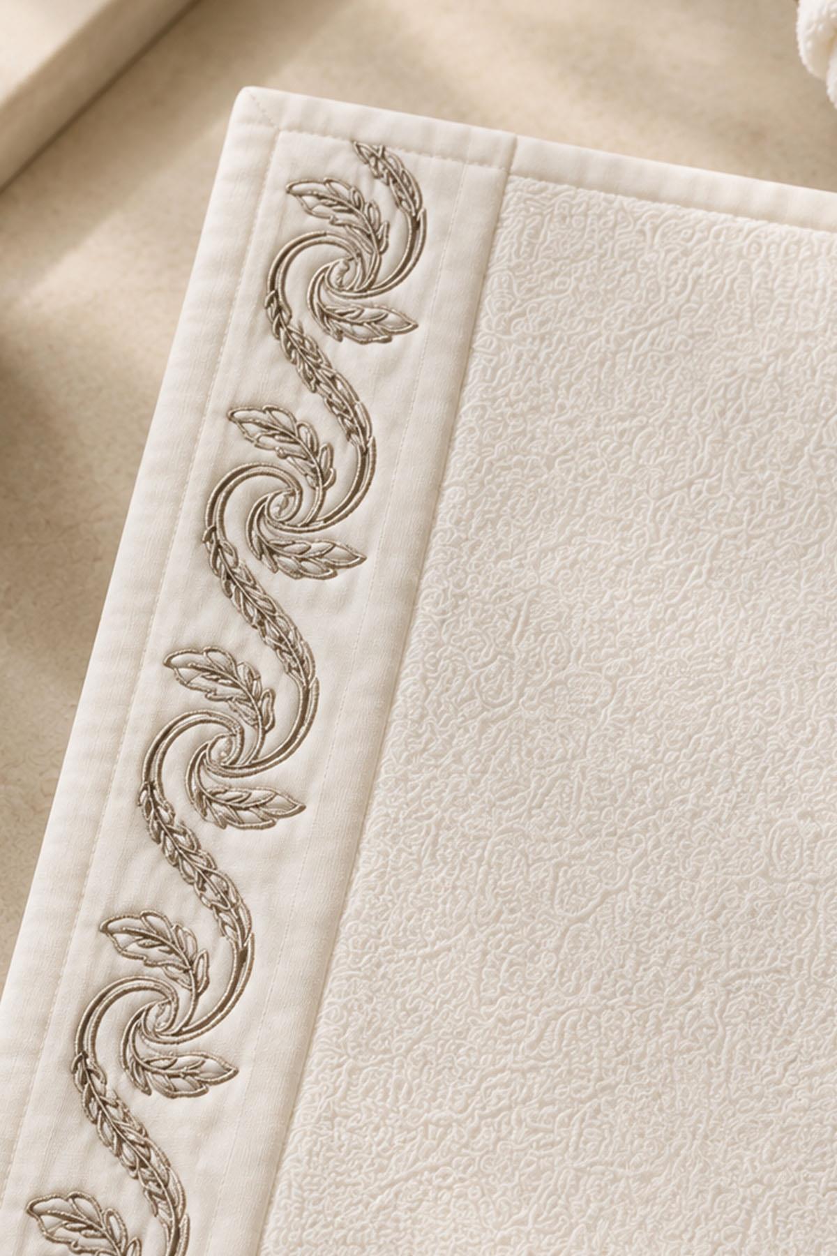 Latina Spiral Leaf Embroidered 2-Piece Mat Set (60 x 100 cm)