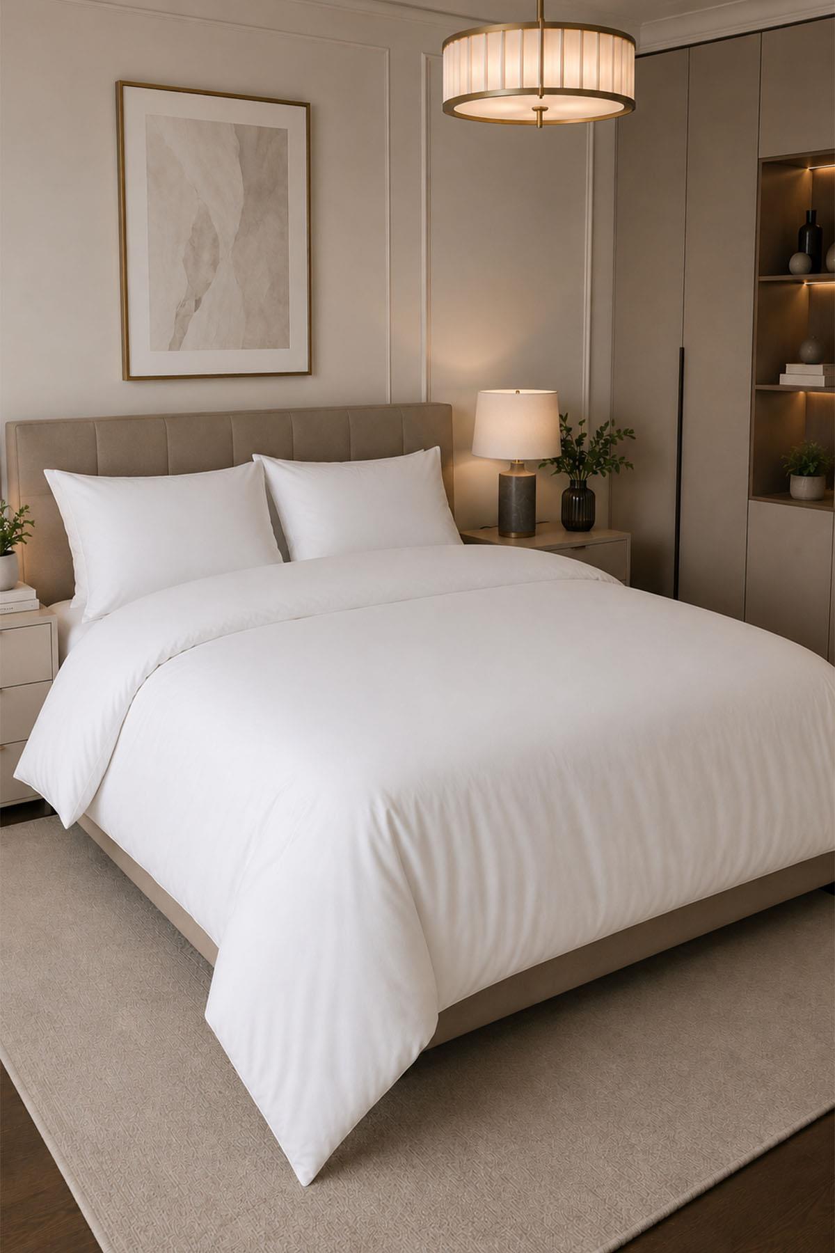 Melody Plain Cotton Sateen Double Duvet Cover Set 4 Pieces
