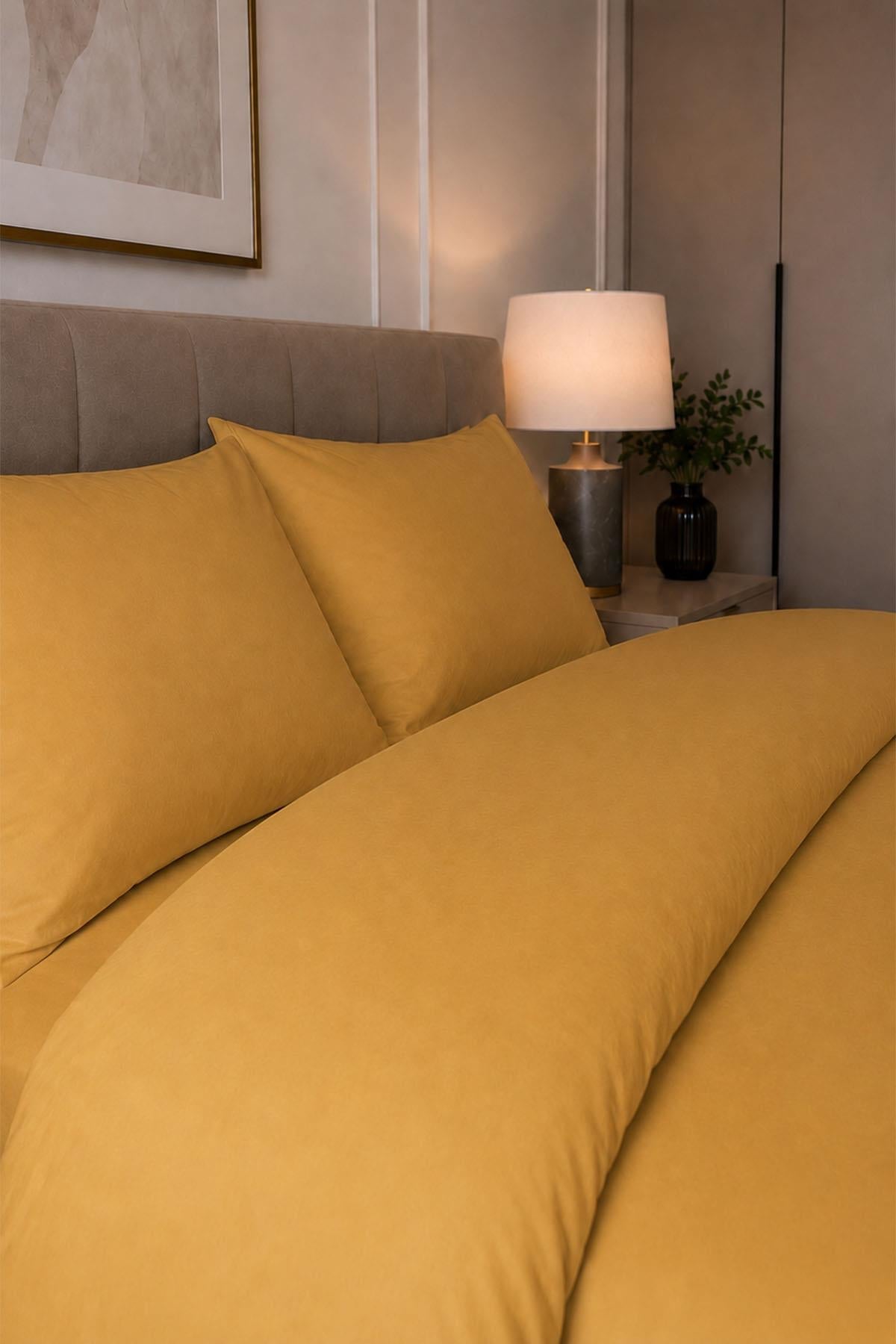 Melody Plain Cotton Sateen Double Duvet Cover Set 4 Pieces