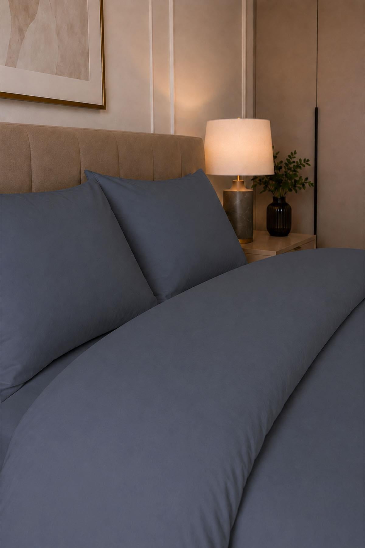Melody Plain Cotton Sateen Double Duvet Cover Set 4 Pieces
