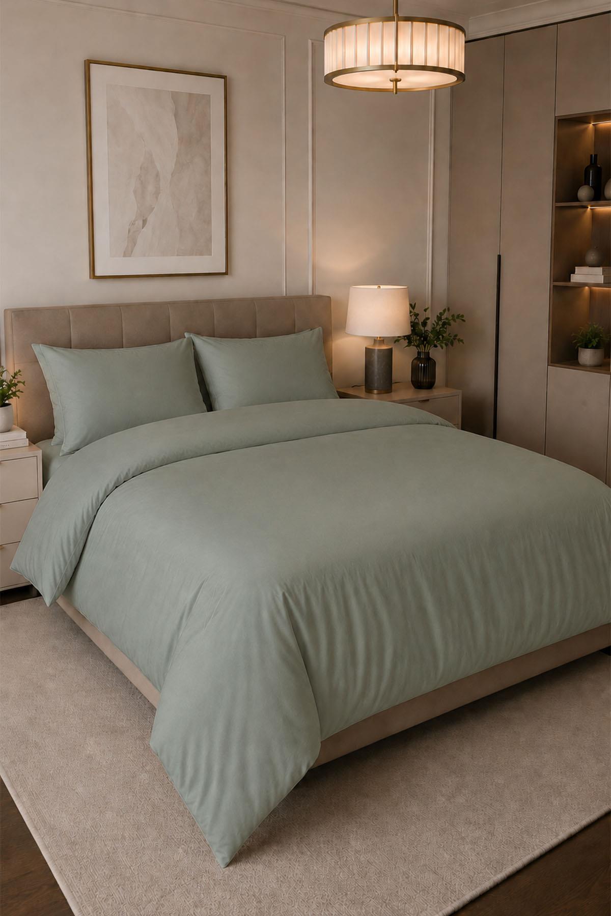 Melody Plain Cotton Sateen Double Duvet Cover Set 4 Pieces