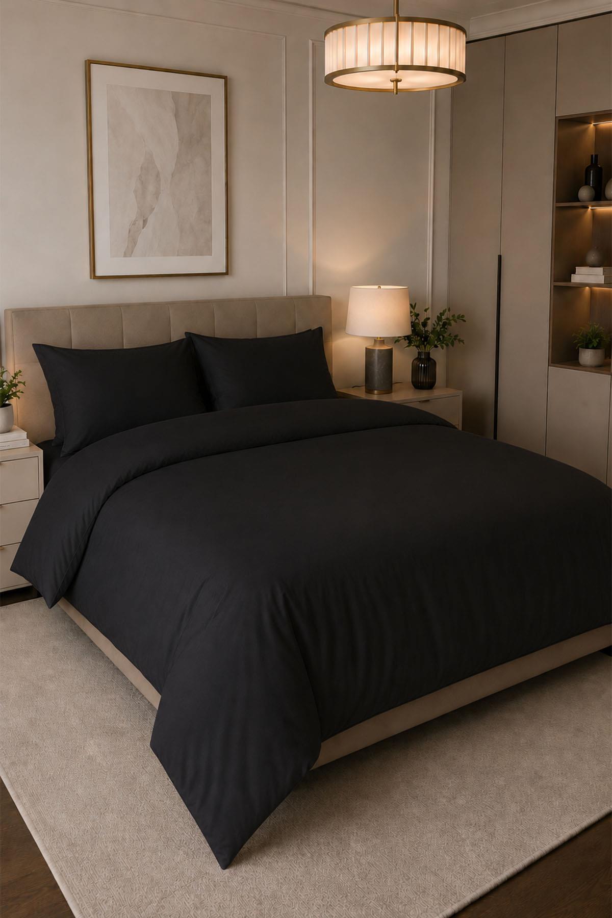 Melody Plain Cotton Sateen Double Duvet Cover Set 4 Pieces