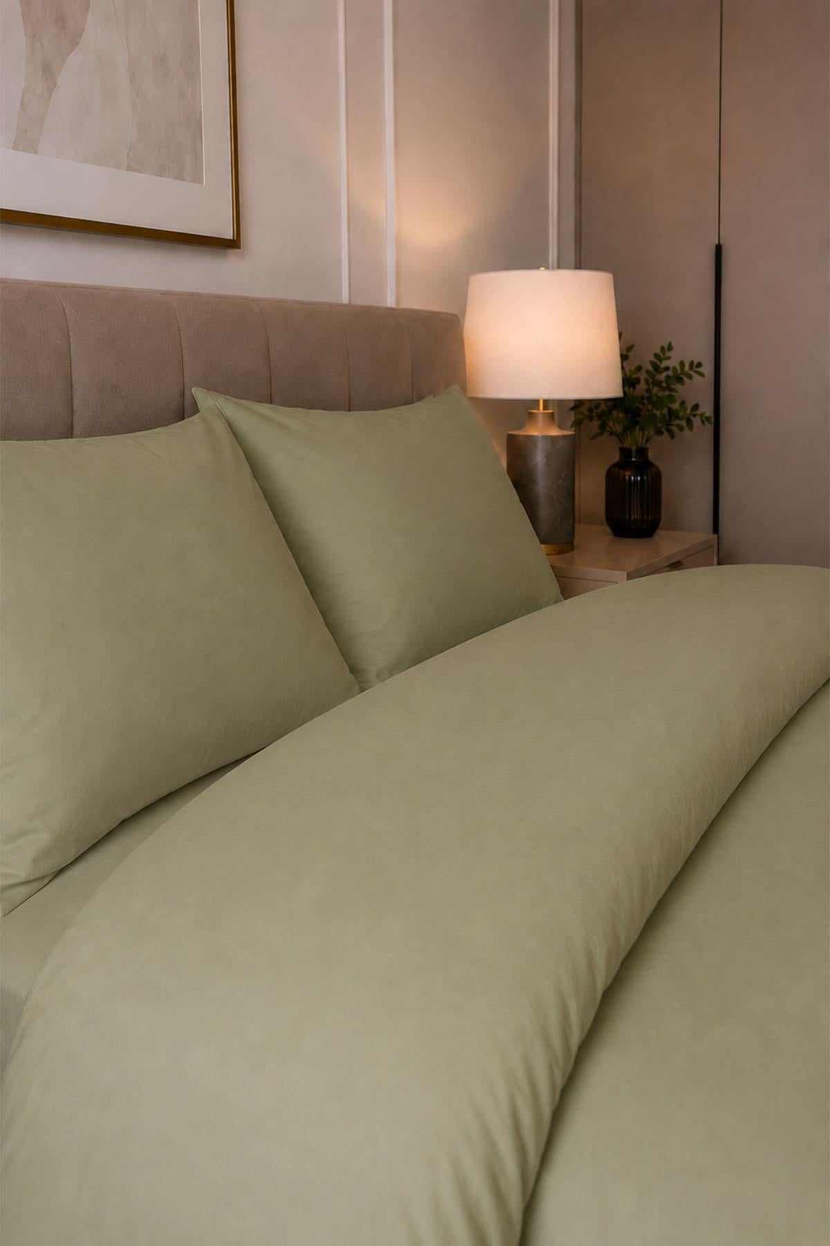 Melody Plain Cotton Sateen Double Duvet Cover Set 4 Pieces
