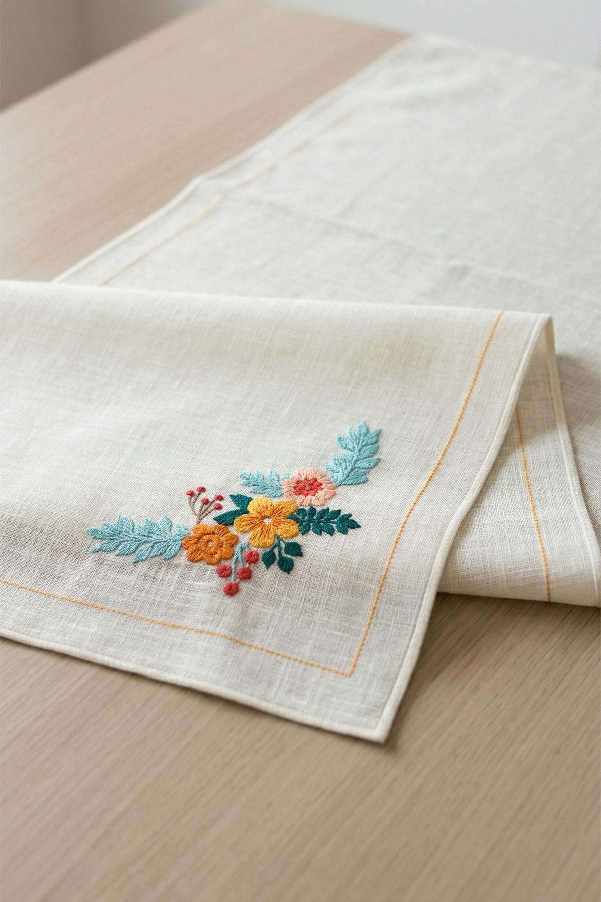 Oransis Floral Embroidered Stain-Resistant Runner (40 x 140 cm)