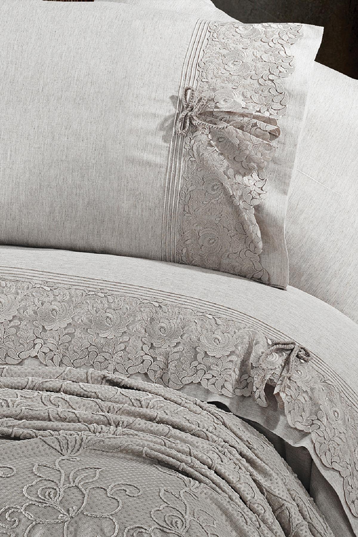 Rosella Lace Trimmed Double 7-Piece Duvet Cover + Quilt Set