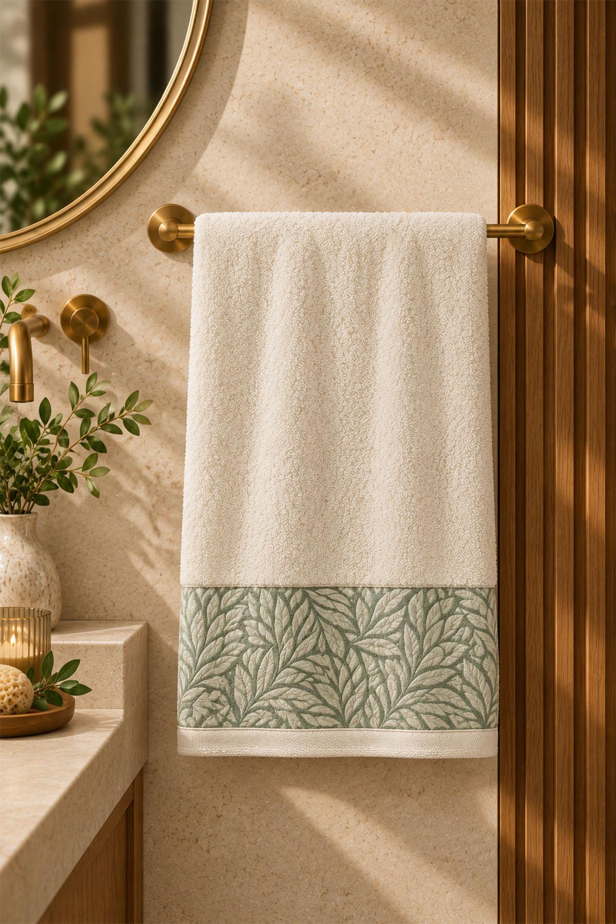 Sage Leaf Pattern Bath Towel (90 x 150 cm)