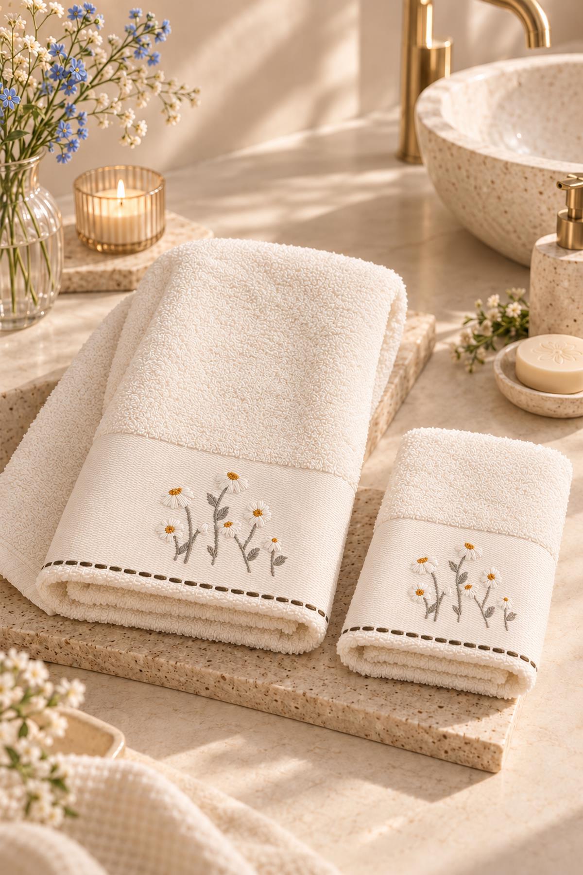 Sunny Flower Embroidered Hand Towel (30 x 50 cm)