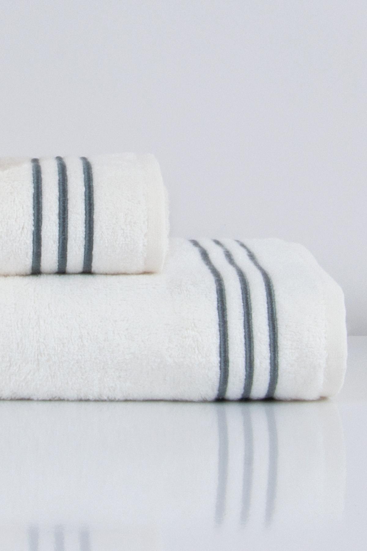 Zen Striped Embroidered Face Towel (50 x 90 cm) - Nazik Home - Value for My Home!