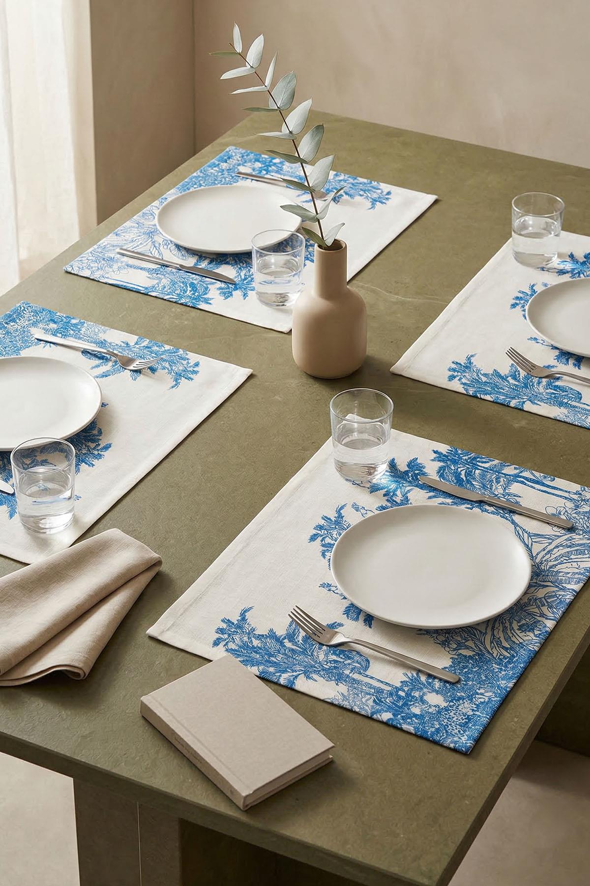 4-Piece Stain-Resistant & Non-Iron Botanical Placemat Set (35 x 45 cm)