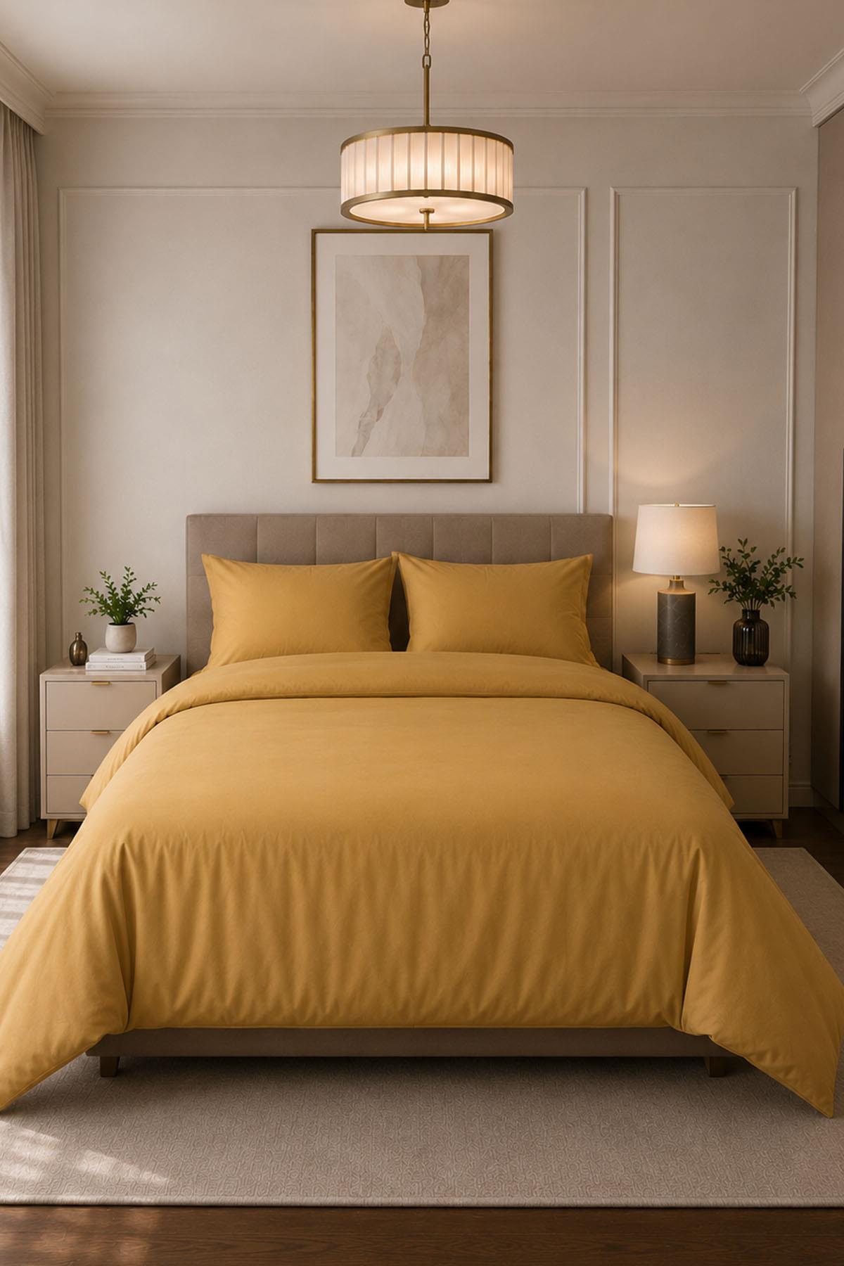 Melody Plain Cotton Sateen Double Duvet Cover Set 4 Pieces