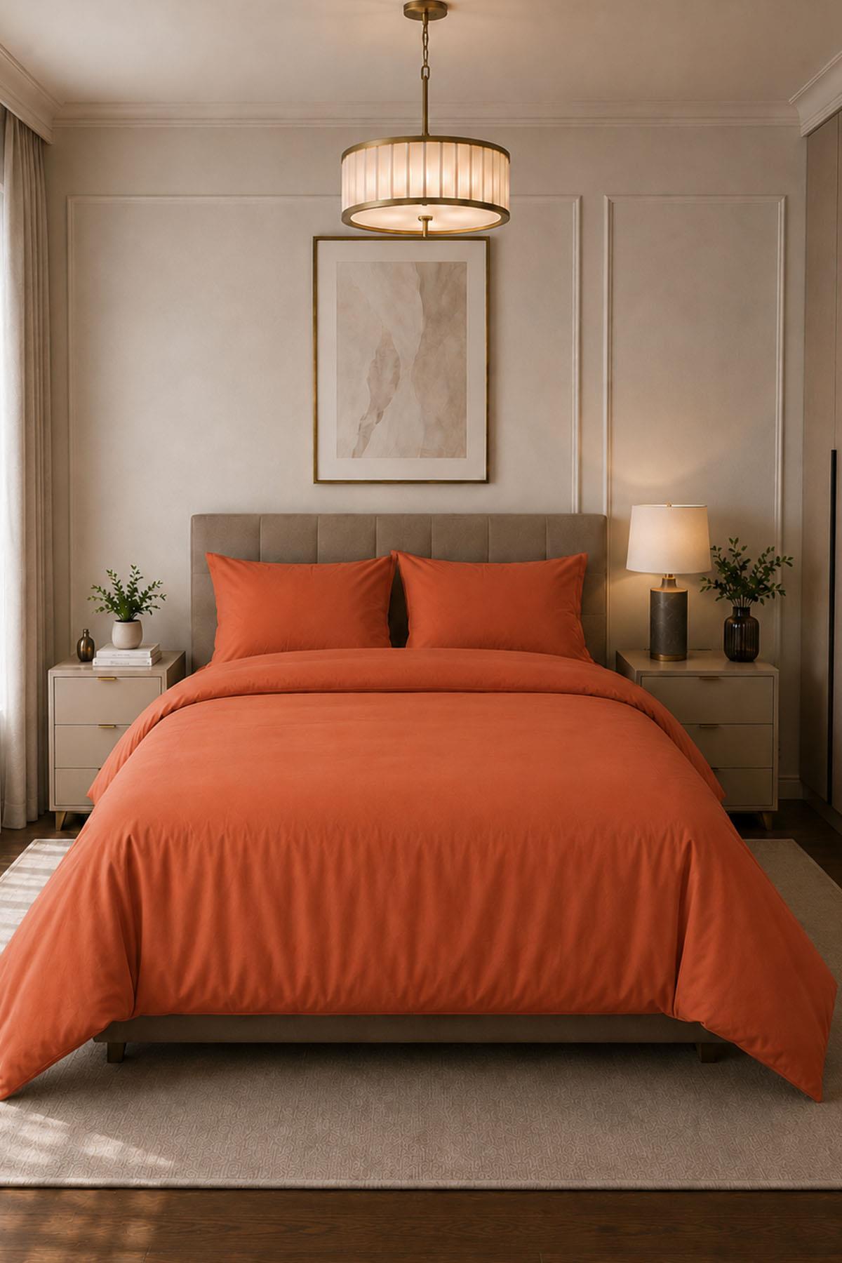 Melody Plain Cotton Sateen Double Duvet Cover Set 4 Pieces