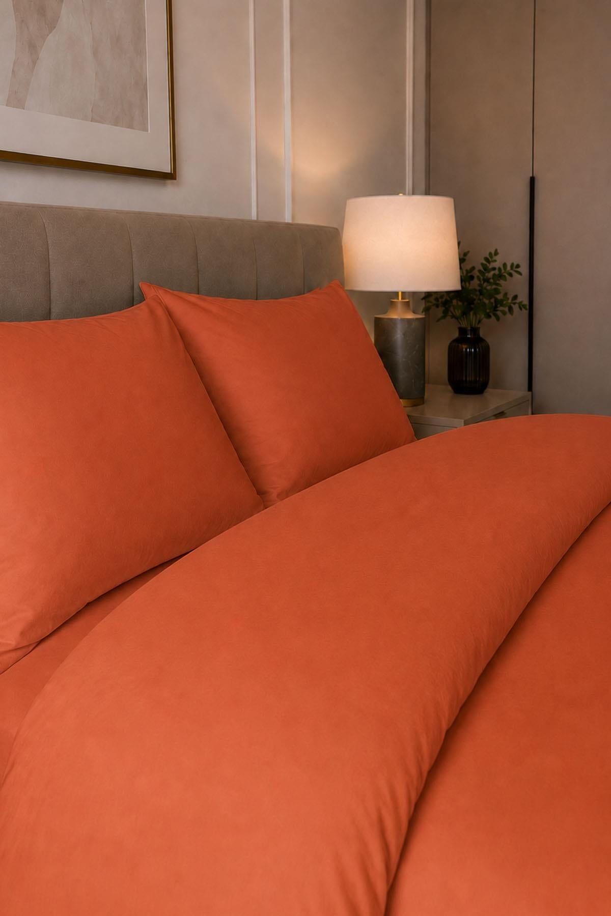 Melody Plain Cotton Sateen Double Duvet Cover Set 4 Pieces