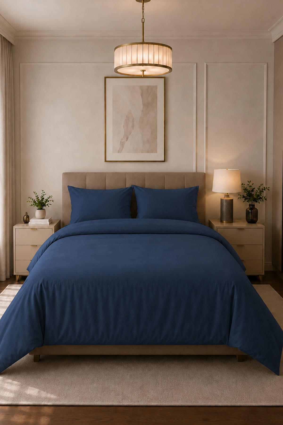 Melody Plain Cotton Sateen Double Duvet Cover Set 4 Pieces