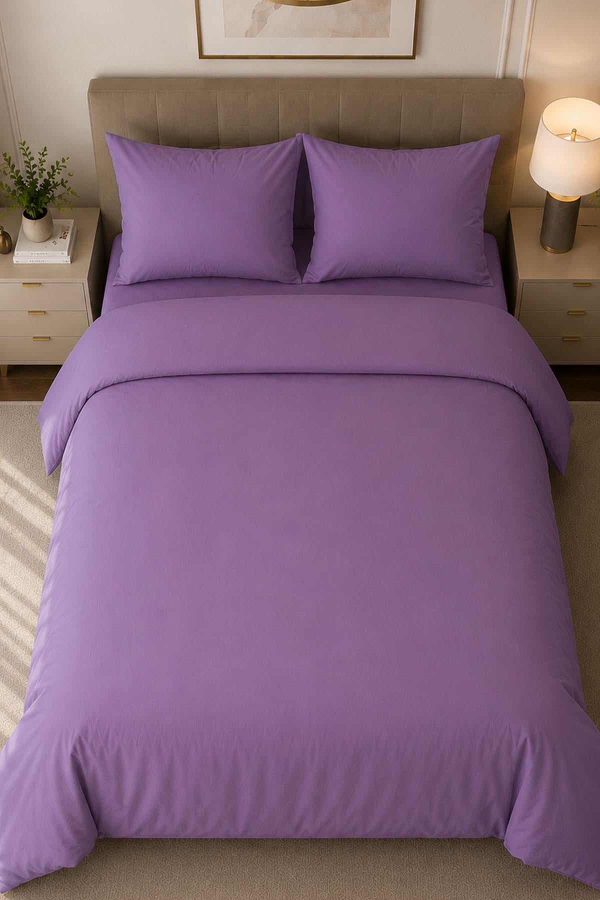 Melody Plain Cotton Sateen Double Duvet Cover Set 4 Pieces