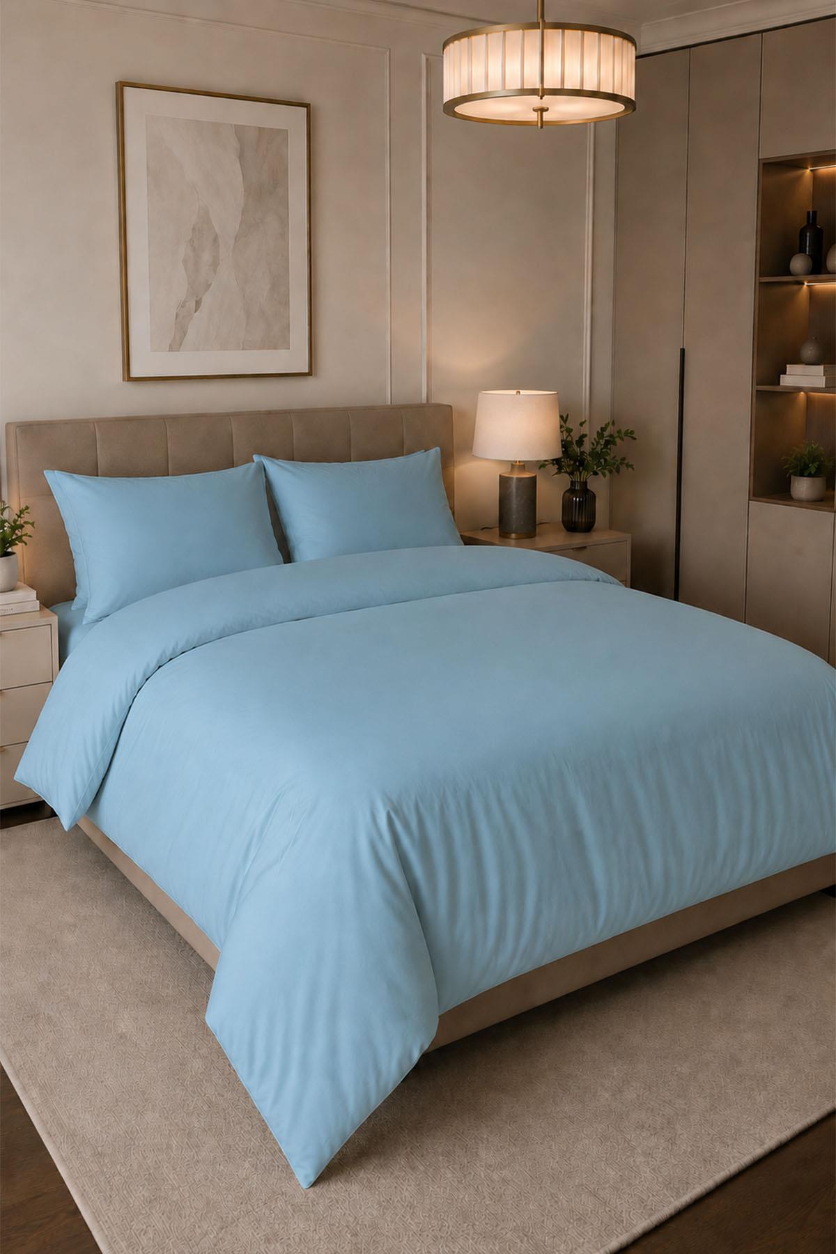 Melody Plain Cotton Sateen Double Duvet Cover Set 4 Pieces