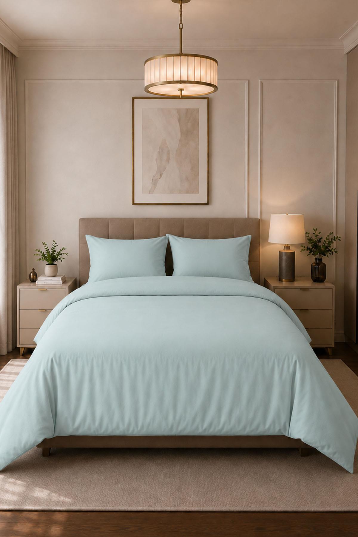 Melody Plain Cotton Sateen Double Duvet Cover Set 4 Pieces