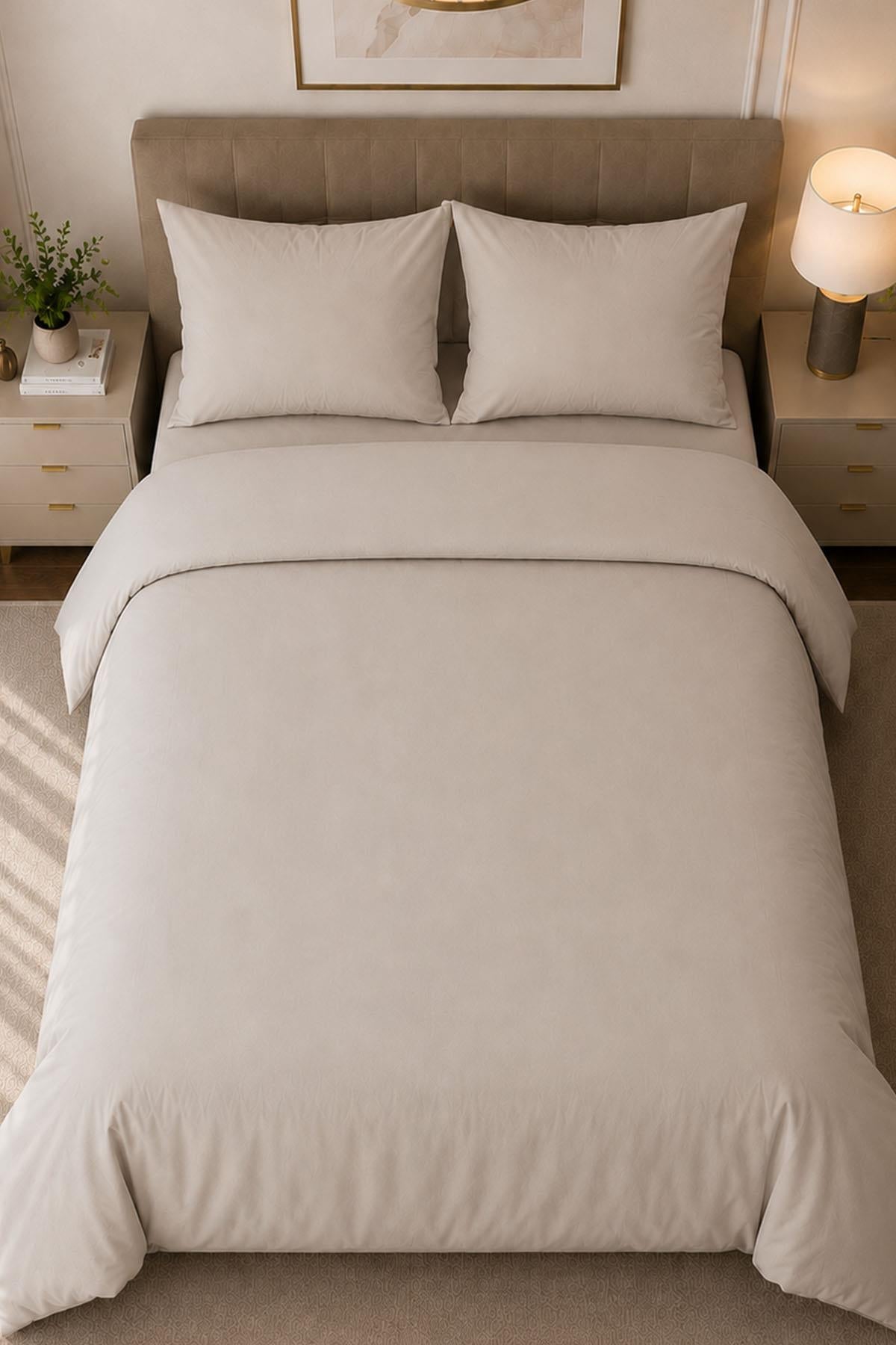 Melody Plain Cotton Sateen Double Duvet Cover Set 4 Pieces