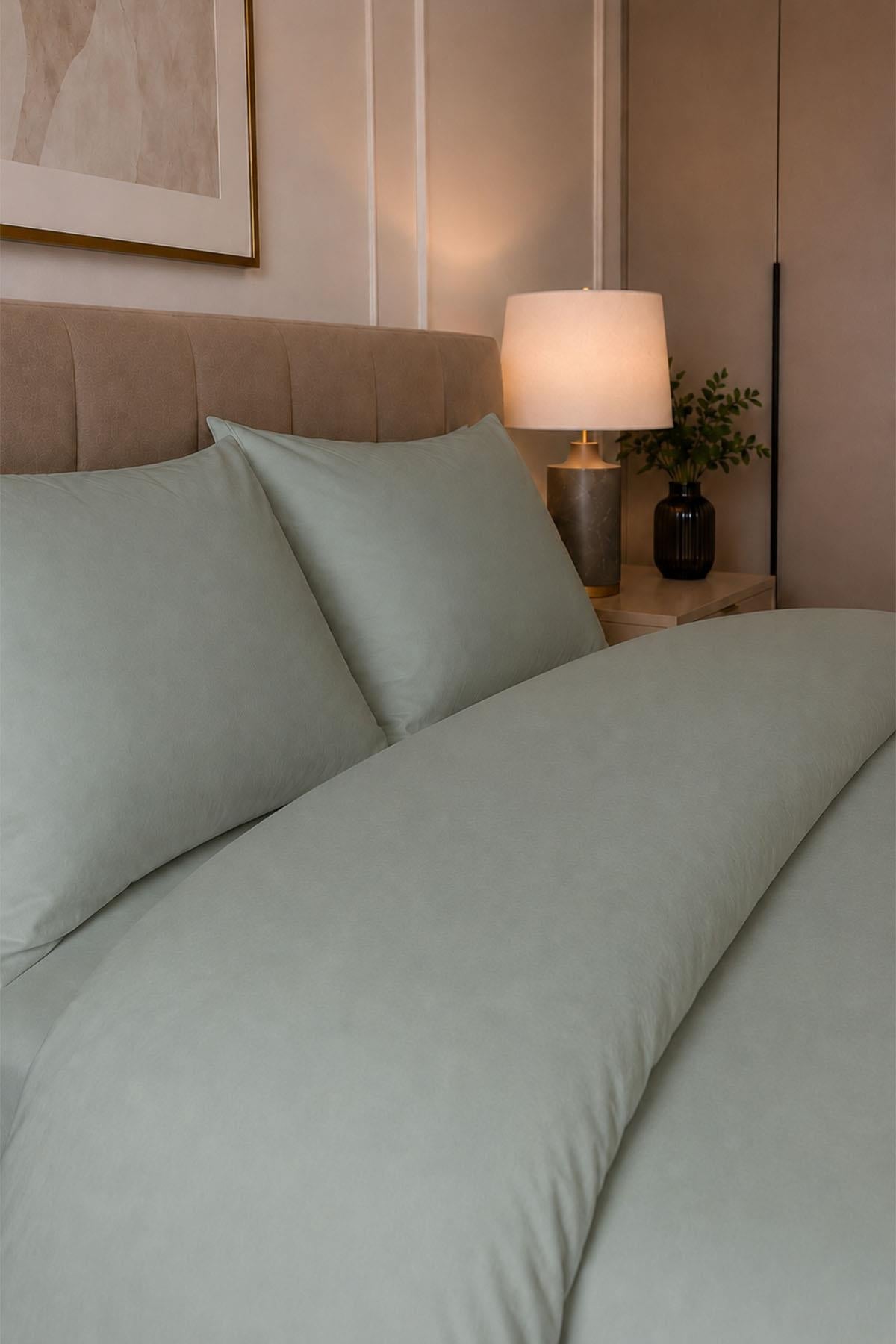 Melody Plain Cotton Sateen Double Duvet Cover Set 4 Pieces