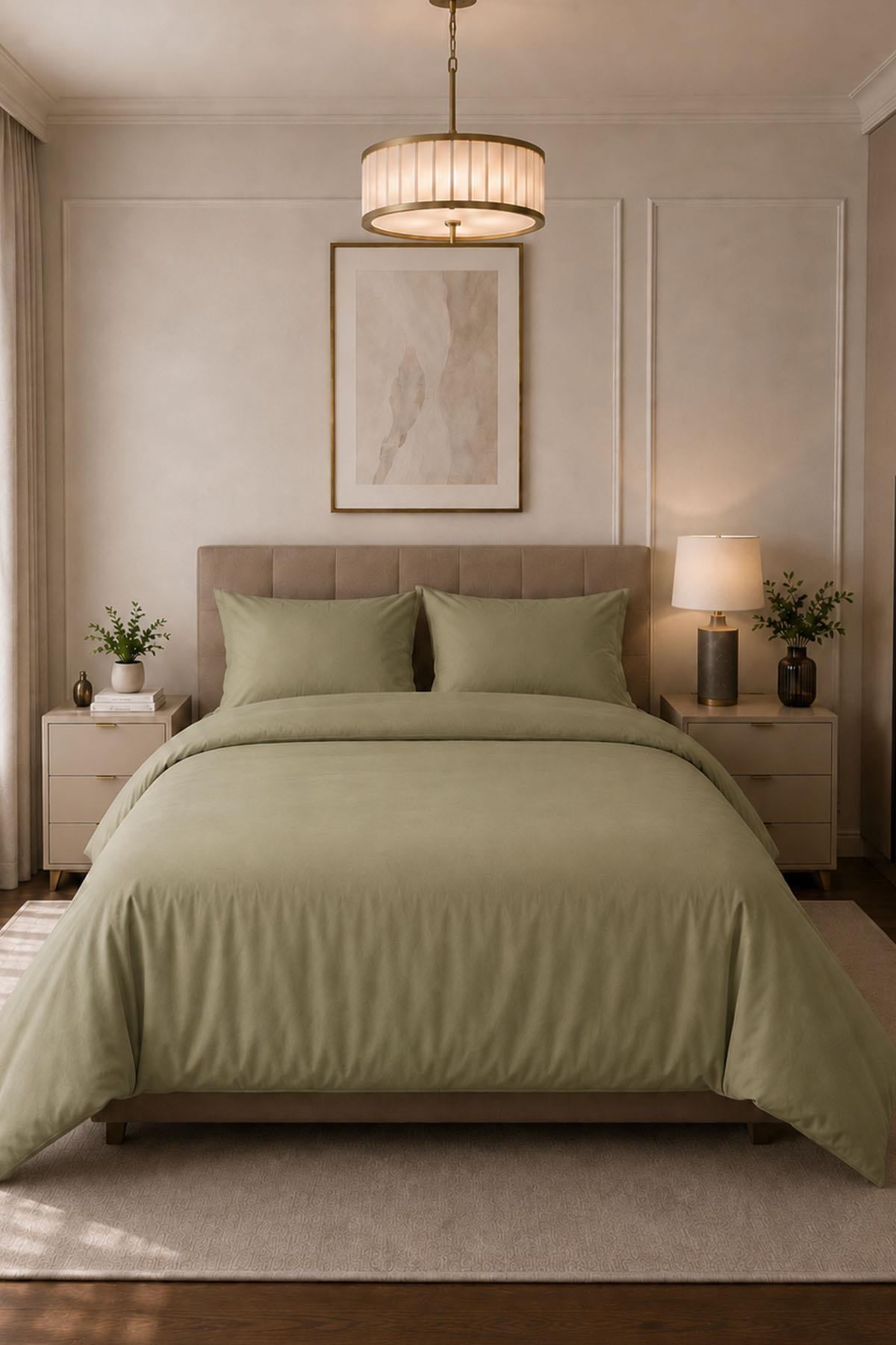 Melody Plain Cotton Sateen Double Duvet Cover Set 4 Pieces