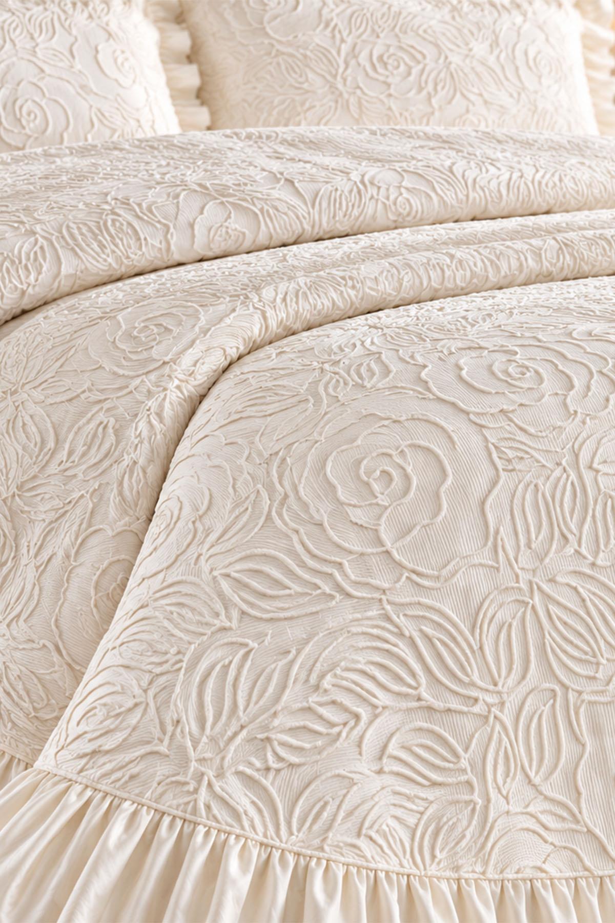 Rosalie Rose Embroidered Double Bedspread