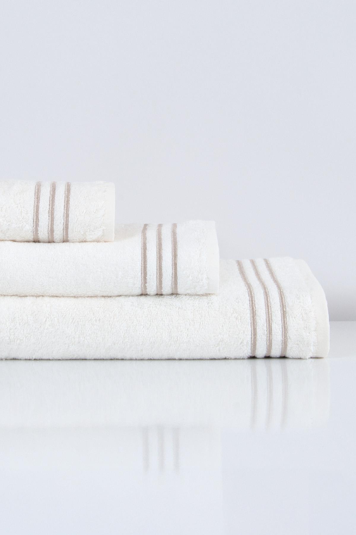 Zen Striped Embroidered Face Towel (50 x 90 cm) - Nazik Home - Value for My Home!